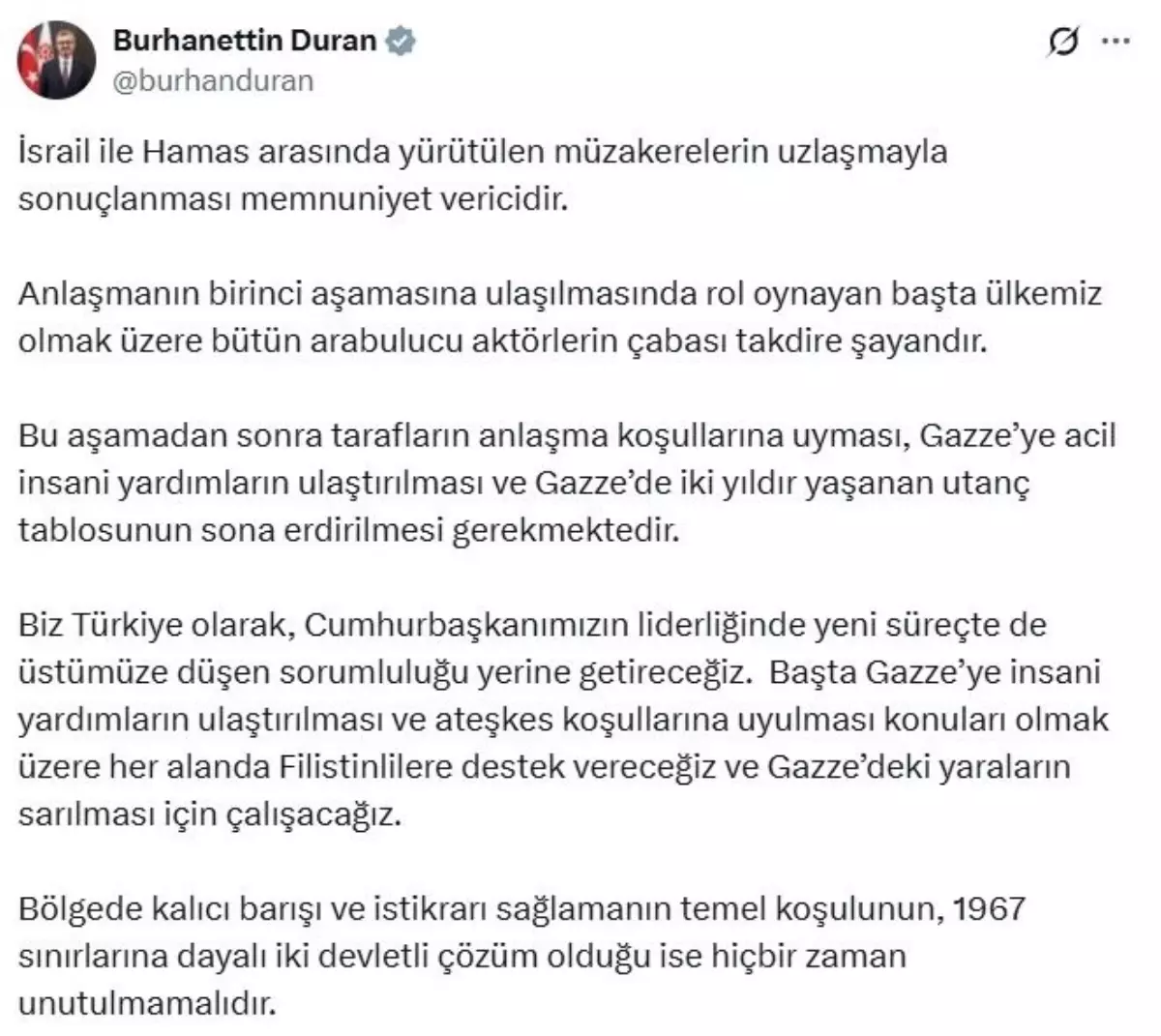 iletisim baskani duran israil hamas muzakereleri memnuniyet verici dfiAHV3d